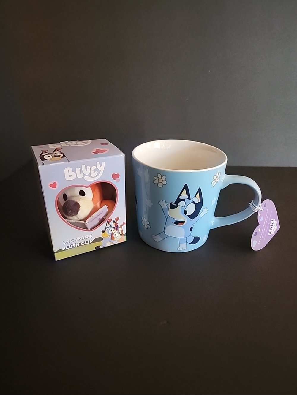 Ceramic Bluey Mug with Character Design & Bingo Backpack Clip
